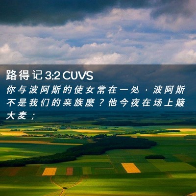Picture 02 - 路 得 记 3:2 CUVS - 你 与 波 阿 斯 的 使 女 常 在 一 处 - Bible Verse Picture
