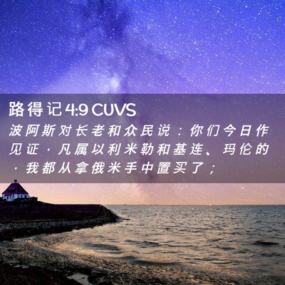 Picture 02 - 路 得 记 4:9 CUVS - 波 阿 斯 对 长 老 和 众 民 说 ： 你 - Bible Verse Picture