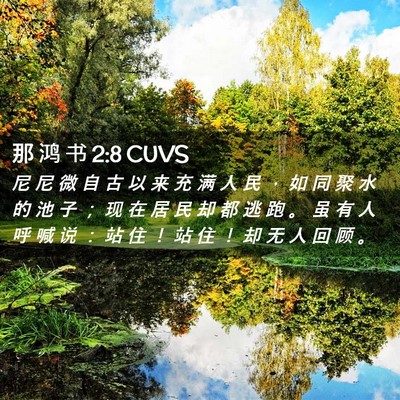 Picture 02 - 那 鸿 书 2:8 CUVS - 尼 尼 微 自 古 以 来 充 满 人 民 ， - Bible Verse Picture