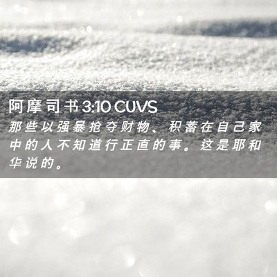Picture 02 - 阿 摩 司 书 3:10 CUVS - 那 些 以 强 暴 抢 夺 财 物 、 积 蓄 - Bible Verse Picture