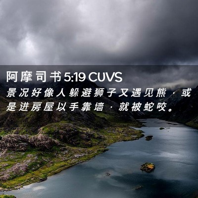 Picture 02 - 阿 摩 司 书 5:19 CUVS - 景 况 好 像 人 躲 避 狮 子 又 遇 见 - Bible Verse Picture
