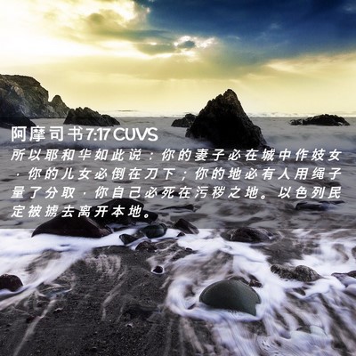 Picture 02 - 阿 摩 司 书 7:17 CUVS - 所 以 耶 和 华 如 此 说 ： 你 的 妻 - Bible Verse Picture