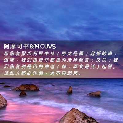 Picture 02 - 阿 摩 司 书 8:14 CUVS - 那 指 着 撒 玛 利 亚 牛 犊 （ 原 文 - Bible Verse Picture