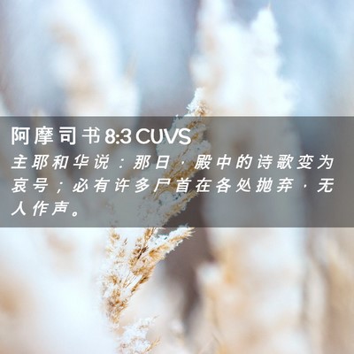 Picture 02 - 阿 摩 司 书 8:3 CUVS - 主 耶 和 华 说 ： 那 日 ， 殿 中 的 - Bible Verse Picture