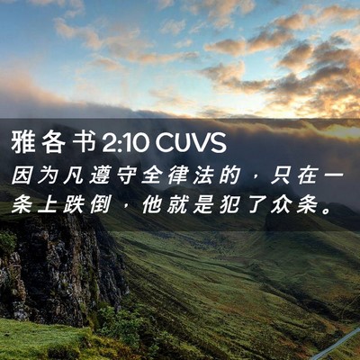 Picture 02 - 雅 各 书 2:10 CUVS - 因 为 凡 遵 守 全 律 法 的 ， 只 在 - Bible Verse Picture