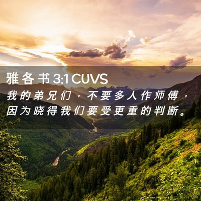 Picture 02 - 雅 各 书 3:1 CUVS - 我 的 弟 兄 们 ， 不 要 多 人 作 师 - Bible Verse Picture