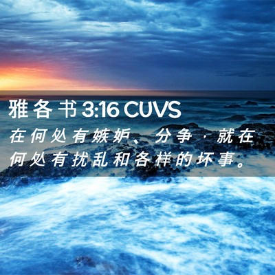 Picture 02 - 雅 各 书 3:16 CUVS - 在 何 处 有 嫉 妒 、 分 争 ， 就 在 - Bible Verse Picture