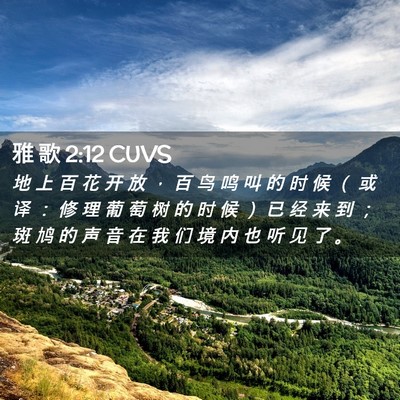 Picture 02 - 雅 歌 2:12 CUVS - 地 上 百 花 开 放 ， 百 鸟 鸣 叫 的 - Bible Verse Picture