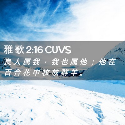 Picture 02 - 雅 歌 2:16 CUVS - 良 人 属 我 ， 我 也 属 他 ； 他 在 - Bible Verse Picture