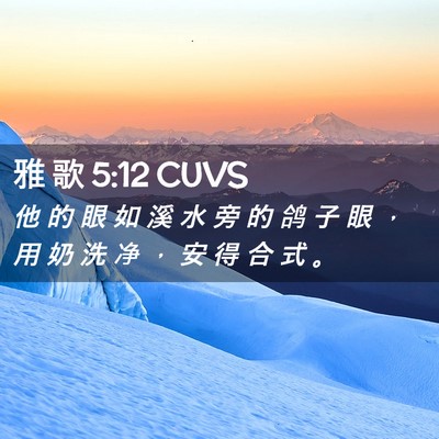 Picture 02 - 雅 歌 5:12 CUVS - 他 的 眼 如 溪 水 旁 的 鸽 子 眼 ， - Bible Verse Picture