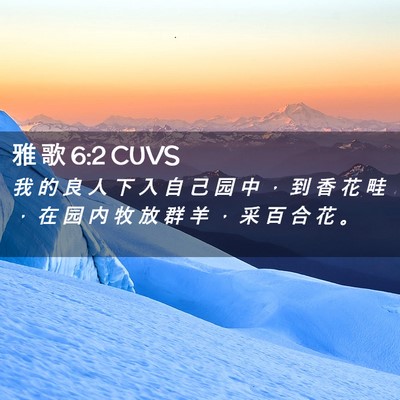 Picture 02 - 雅 歌 6:2 CUVS - 我 的 良 人 下 入 自 己 园 中 ， 到 - Bible Verse Picture