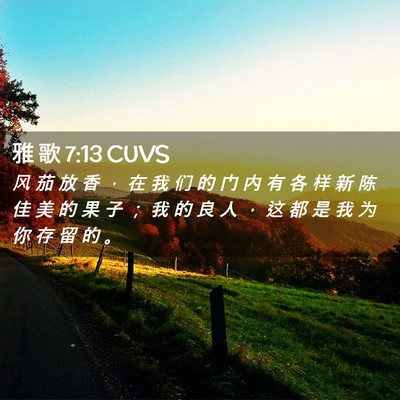 Picture 02 - 雅 歌 7:13 CUVS - 风 茄 放 香 ， 在 我 们 的 门 内 有 - Bible Verse Picture