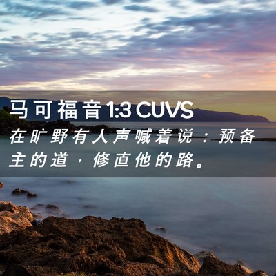 Picture 02 - 马 可 福 音 1:3 CUVS - 在 旷 野 有 人 声 喊 着 说 ： 预 备 - Bible Verse Picture