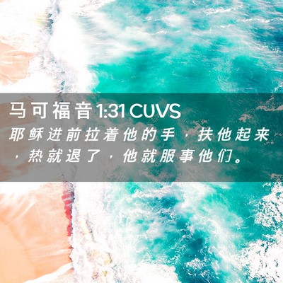 Picture 02 - 马 可 福 音 1:31 CUVS - 耶 稣 进 前 拉 着 他 的 手 ， 扶 他 - Bible Verse Picture