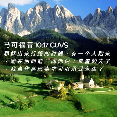 Picture 02 - 马 可 福 音 10:17 CUVS - 耶 稣 出 来 行 路 的 时 候 ， 有 一 - Bible Verse Picture
