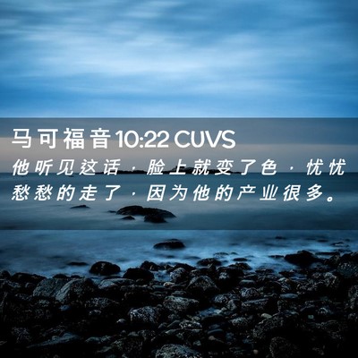 Picture 02 - 马 可 福 音 10:22 CUVS - 他 听 见 这 话 ， 脸 上 就 变 了 色 - Bible Verse Picture