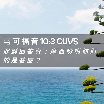 Picture 02 - 马 可 福 音 10:3 CUVS - 耶 稣 回 答 说 ： 摩 西 吩 咐 你 们 - Bible Verse Picture