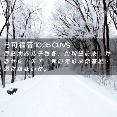 Picture 02 - 马 可 福 音 10:35 CUVS - 西 庇 太 的 儿 子 雅 各 、 约 翰 进 - Bible Verse Picture