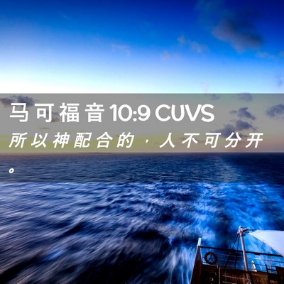 Picture 02 - 马 可 福 音 10:9 CUVS - 所 以 神 配 合 的 ， 人 不 可 分 开 - Bible Verse Picture