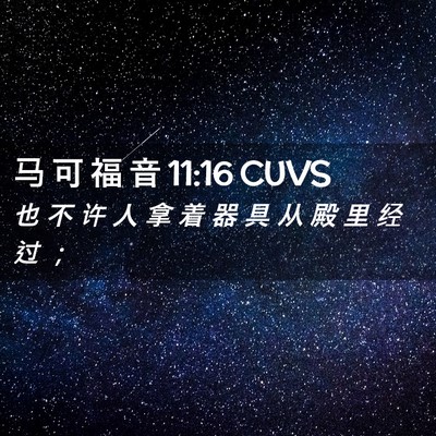 Picture 02 - 马 可 福 音 11:16 CUVS - 也 不 许 人 拿 着 器 具 从 殿 里 经 - Bible Verse Picture