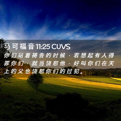 Picture 02 - 马 可 福 音 11:25 CUVS - 你 们 站 着 祷 告 的 时 候 ， 若 想 - Bible Verse Picture
