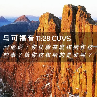 Picture 02 - 马 可 福 音 11:28 CUVS - 问 他 说 ： 你 仗 着 甚 麽 权 柄 作 - Bible Verse Picture