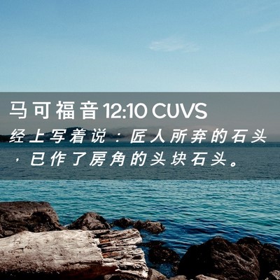 Picture 02 - 马 可 福 音 12:10 CUVS - 经 上 写 着 说 ： 匠 人 所 弃 的 石 - Bible Verse Picture