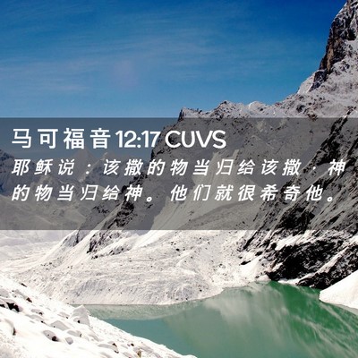 Picture 02 - 马 可 福 音 12:17 CUVS - 耶 稣 说 ： 该 撒 的 物 当 归 给 该 - Bible Verse Picture