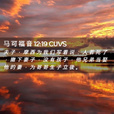 Picture 02 - 马 可 福 音 12:19 CUVS - 夫 子 ， 摩 西 为 我 们 写 着 说 ： - Bible Verse Picture
