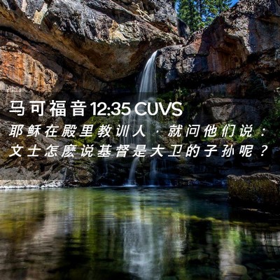 Picture 02 - 马 可 福 音 12:35 CUVS - 耶 稣 在 殿 里 教 训 人 ， 就 问 他 - Bible Verse Picture