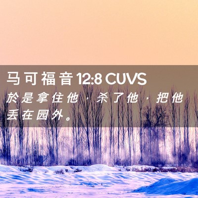 Picture 02 - 马 可 福 音 12:8 CUVS - 於 是 拿 住 他 ， 杀 了 他 ， 把 他 - Bible Verse Picture