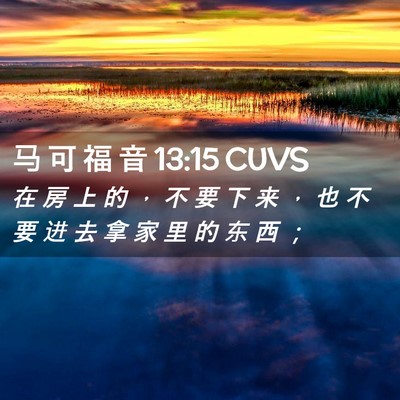 Picture 02 - 马 可 福 音 13:15 CUVS - 在 房 上 的 ， 不 要 下 来 ， 也 不 - Bible Verse Picture