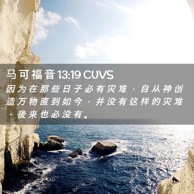 Picture 02 - 马 可 福 音 13:19 CUVS - 因 为 在 那 些 日 子 必 有 灾 难 ， - Bible Verse Picture