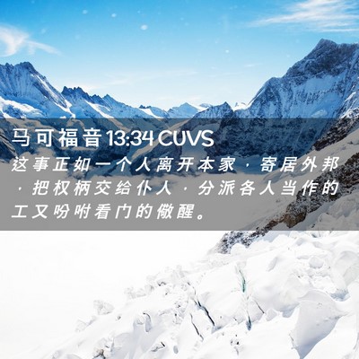 Picture 02 - 马 可 福 音 13:34 CUVS - 这 事 正 如 一 个 人 离 开 本 家 ， - Bible Verse Picture