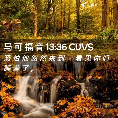 Picture 02 - 马 可 福 音 13:36 CUVS - 恐 怕 他 忽 然 来 到 ， 看 见 你 们 - Bible Verse Picture