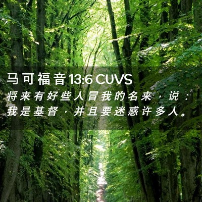 Picture 02 - 马 可 福 音 13:6 CUVS - 将 来 有 好 些 人 冒 我 的 名 来 ， - Bible Verse Picture