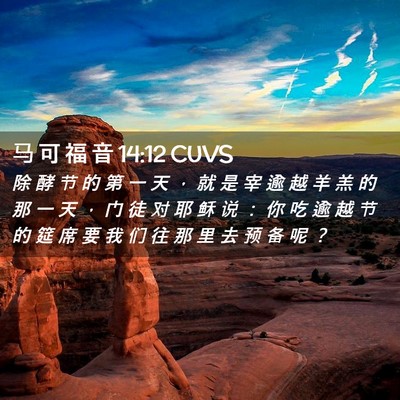 Picture 02 - 马 可 福 音 14:12 CUVS - 除 酵 节 的 第 一 天 ， 就 是 宰 逾 - Bible Verse Picture