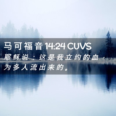 Picture 02 - 马 可 福 音 14:24 CUVS - 耶 稣 说 ： 这 是 我 立 约 的 血 ， - Bible Verse Picture