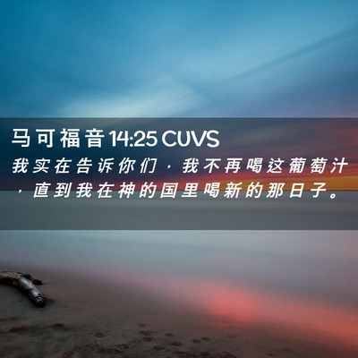 Picture 02 - 马 可 福 音 14:25 CUVS - 我 实 在 告 诉 你 们 ， 我 不 再 喝 - Bible Verse Picture