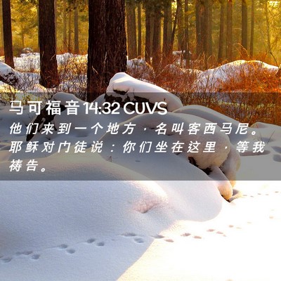 Picture 02 - 马 可 福 音 14:32 CUVS - 他 们 来 到 一 个 地 方 ， 名 叫 客 - Bible Verse Picture