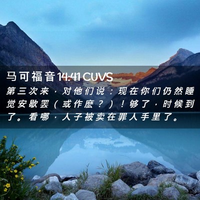 Picture 02 - 马 可 福 音 14:41 CUVS - 第 三 次 来 ， 对 他 们 说 ： 现 在 - Bible Verse Picture
