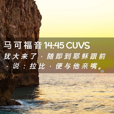 Picture 02 - 马 可 福 音 14:45 CUVS - 犹 大 来 了 ， 随 即 到 耶 稣 跟 前 - Bible Verse Picture