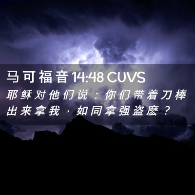 Picture 02 - 马 可 福 音 14:48 CUVS - 耶 稣 对 他 们 说 ： 你 们 带 着 刀 - Bible Verse Picture