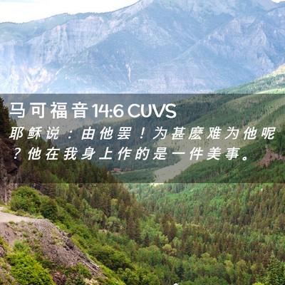 Picture 02 - 马 可 福 音 14:6 CUVS - 耶 稣 说 ： 由 他 罢 ！ 为 甚 麽 难 - Bible Verse Picture