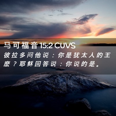 Picture 02 - 马 可 福 音 15:2 CUVS - 彼 拉 多 问 他 说 ： 你 是 犹 太 人 - Bible Verse Picture