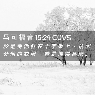Picture 02 - 马 可 福 音 15:24 CUVS - 於 是 将 他 钉 在 十 字 架 上 ， 拈 - Bible Verse Picture