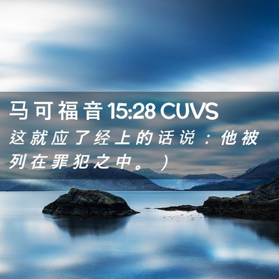 Picture 02 - 马 可 福 音 15:28 CUVS - 这 就 应 了 经 上 的 话 说 ： 他 被 - Bible Verse Picture