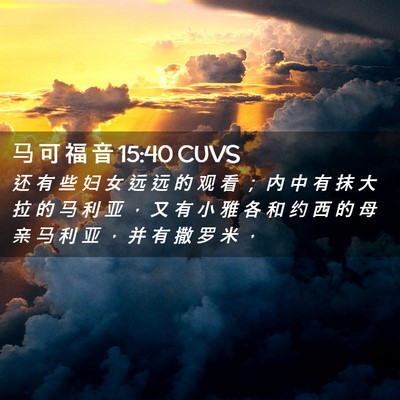 Picture 02 - 马 可 福 音 15:40 CUVS - 还 有 些 妇 女 远 远 的 观 看 ； 内 - Bible Verse Picture