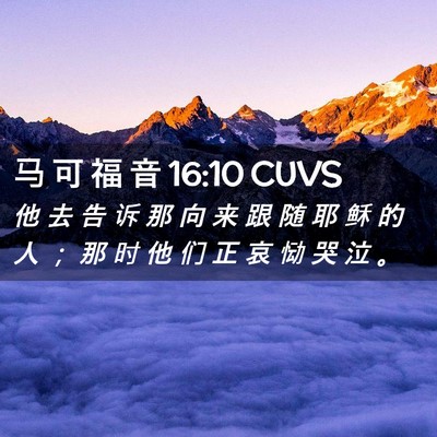 Picture 02 - 马 可 福 音 16:10 CUVS - 他 去 告 诉 那 向 来 跟 随 耶 稣 的 - Bible Verse Picture