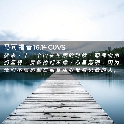 Picture 02 - 马 可 福 音 16:14 CUVS - 後 来 ， 十 一 个 门 徒 坐 席 的 时 - Bible Verse Picture
